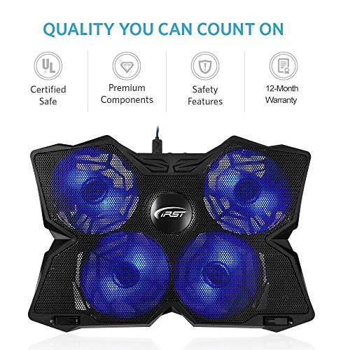 Cooling Pad 17 Zoll Gaming Laptop Kühler Notebook Ständer Kühlpad mit USB Port und 4 LED Lüftern Kühlpad Kühlmatte für Macbook Game Laptop Notebook Einstellbar - 3