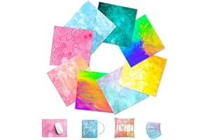 VOHESEA Infusible Transfer Ink 8 Stück Tie Dye Infusible Ink Folie, Infusible Transferpapier Unlöslich Sublimationstintenblatt für Wärmepressmaschine für DIY T-Shirt, Tasse, Untersetzer, Leder 30.5x30.5cm