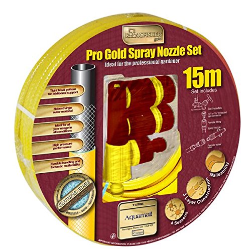Preisvergleich Produktbild 15 m Gartenschlauch – Kingfisher Pro Gold Spray Düse Set.