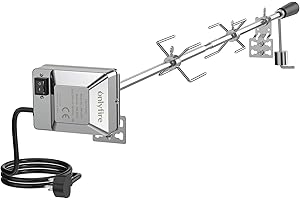 onlyfire BRK-6012 Universal Gas Grill Rotisserie Kit, 12x12 mm heavy duty Hexagon Spit Rod, 114cm long, Electric Motor for UK