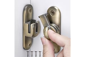 Litensh Pestillos de puerta de granero abatibles de 90/180 grados, cerraduras de puerta de ángulo recto de aleación de zinc para jardín, baño, gabinete, ventana (bronce)