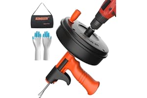 JOWHOL Spirale per la pulizia dei tubi con punta per trapano [10 M] – Inserimento automatico e set a spirale flessibile con tamburo in metallo per una pulizia efficace dello scarico e accesso controllabile