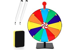 NQEUEPN Color Spinning Prize Wheel, 12 Slots Tabletop Prize Wheel Spinner with Dry Erase and Marker 12 Inch Roulette with Stand for Trade Shows Holiday Activities Carnival Spin Fortune Game