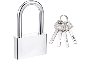 Lamondre Heavy Duty Alloy Long Shackle Padlock with Keys Warehouse Keyed Padlock - 50mm