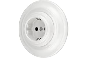 ADAKAT Podtynkowe gniazdko porcelanowe retro, All-in-One, seria PR1, białe