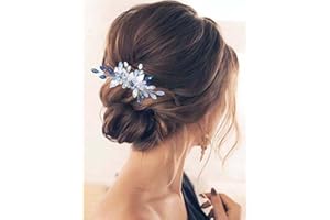 Edary Peigne à cheveux avec fleurs, feuilles et strass pour mariage Argenté