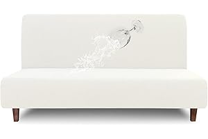 Easy-Going 100% Waterproof Futon Cover, Dual Waterproof Couch Cover for Futon, Stretch Jacquard Sofa Cover, Leakproof Furniture Protector for Kids, Pets, Dog and Cat (Futon, Cream)