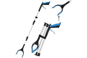 QILUCKY 91cm/36" Litter Pickers Grabber Stick,Helping Hand Grabbers for Adults,3-Section Foldable Grabber Stick, Lightweight Trash Grabber for Elderly, Disabled & Outdoor Cleaning
