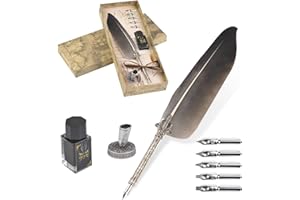 VABNEER Penna Piuma Inchiostro Pennino Metallico Penna d'Oca da Scrittura per uso Personale, Regalo Esecutivo e Antico Arredamento da Scrivania