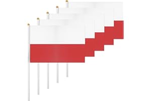 ASUNO 20 Pack Poland Flags HandHeld Small Banners 14 × 21 cm Mini Polish Stick Flag Polyester for Party Decorations World Cup International Festival Events Indoor and Outdoor