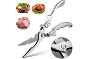 DJLLA Trinciapollo, Forbici da Cucina Professionali, Forbici Multiuso in Acciaio Inossidabile Argento, Forbici Professionali per la Casa, per Tacchino, Pesce, Verdure, Oca, Barbecue, Pollo, Gamberetti