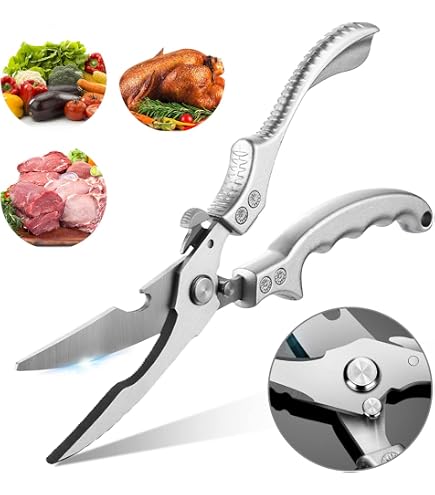 Forbici Da Cucina In Acciaio Inox BolLAER - Per Pollame, Ossa, Carne, Pesce E Verdure - Lame Affilate Con Molla