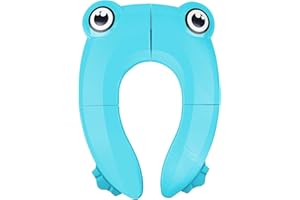 Pejoye Enfant WC Réducteur Bébé Réducteur de Toilette, Réducteur WC Voyage, Pliable Enfant Siège de Toilette, Voyage Siège Pliable de Toilette avec 1 Sac de Transport, Grenouille Bleu