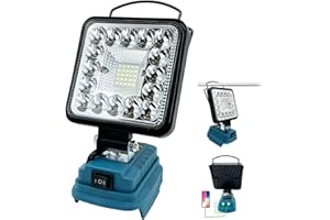 DOREHOUSE Akku Lampe für Makita 18V Akku, 48W 4800LM Led Arbeitsleuchte, Strahler Tragbares Flutlichter Baustellen Lampe,mit 2 USB für Camping, Autoreparaturen, Notfall Ersatz für DML816（Ohne Akku）