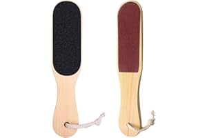 ALICER 2 paquetes de lima de pie de madera, lima de pie de doble cara, herramienta de superficie de metal de pedicura para el cuidado de los pies, mujer y hombre, removedor de escaras (Size:2 Pack)