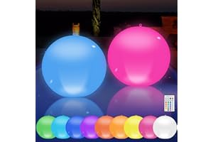 FTJKGH 2 Stück Solar Schwimmende Poolbeleuchtung, 34 CM Poolbeleuchtung, 16 RGB Aufblasbarer Solar Schwimmende Pool Licht LED Kugelleuchten für Garten Pool Licht Part