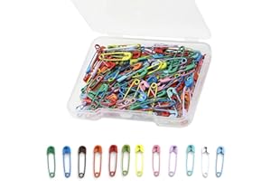 SSRDFU Épingles de Sûreté avec Étui - 150pcs Assorties Mini Epingle a Nourrice Couleur Petite Taille Épingle Nickelé Acier Safety Pins pour Vêtements Couture Manuels Bijoux Bricolage(19mm)