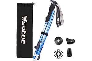 WSOBUE Bastónes de Senderismo,Bastón de Trekking Plegable Anti-Choque Aluminio 7075, Bastones de Marcha para Senderismo Alpinismo Trail Viaje