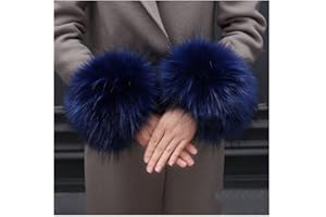 SHTGOI Women's Fur Cuffs Fur Wrist Warmer Faux Fur Cuffs Arm Warmers Winter Hand Warmer Sleeves Plush Pulse Warmer Fur Warmers Faux Fur Arm Warmers Gloves Blue