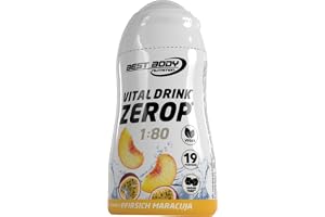 Best Body Nutrition Vital Drink ZEROP, Peach Passion Fruit, Original Drink Concentrate, Syrup, Sugar-Free, 1:80 Makes 19 Servings of Ready Drink