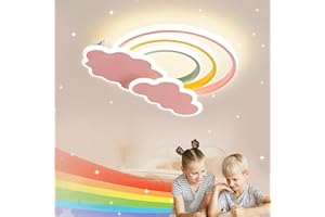 ‎LUCKINHAND LUCKINHAND Led Kinder Deckenleuchte Wolken Regenbogen Deckenleuchte dimmbar mit Fernbedienung,Nachtlicht Funktion Kinderzimmer Schlafzimmer Wohnzimmer Junge Mädchen Schlafzimmer blau Deckenlampen 45cm