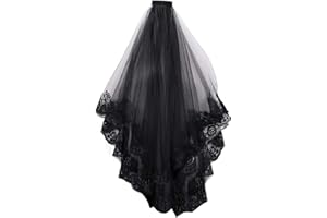 Taozoey Schleier Braut, Brautschleier Schwarz, Schwarz Schleier Spitze mit Kamm, Gothic Haarschmuck, für JGA Junggesellinnenabschied Hochzeit Zubehör Schleier