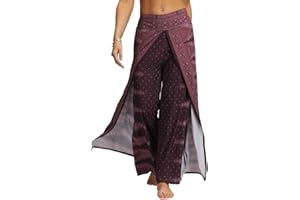 Nuofengkudu Donna Hippie Lunghi Pantaloni con Spacco Gamba Larga Yoga Pantalone Spiaggia