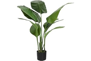 HMS HAPPY MEMORIES Artificial Bird of Paradise Plant Fake Tropical Palm Tree for Indoor Outdoor, Perfect Faux Plants for Home Garden Office Store Decoration (Bird of Paradise 120cm)