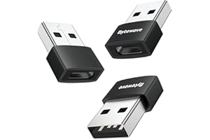 Bytewave USB A to C Adapter (3 Pack) for iPhone 16 15 Car Charger Adapter, Type C Female to USB A Male Cable Converter for Apple Watch, iPhone, AirPods, Laptops, Samsung Galaxy S25 S24 (Black)
