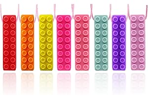 GNAWRISHING Chew Necklaces for Sensory Kids 8 Pcs Sensory Chewy Toys for Autism Girl, ADHD Toddler, Adult(8Pcs Brick Shape for Girl)