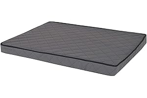 lionto Hundematte orthopädisch mit Memory-Schaumstoff, gelenkschonendes Hundekissen aus pflegeleichtem Lederimitat, 80x55 cm, Gesteppte Liegematte mit abnehmbaren Bezug und Anti-Rutsch-Belag, grau