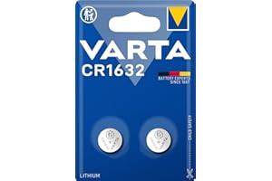 VARTA Piles Bouton CR1632, lot de 2, Lithium Coin, 3V, emballage sécurisé pour les enfants, pour petits appareils électroniques - montres, clés de voiture, télécommandes