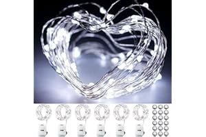 OEMG Lot de 6 Petite Guirlande Lumineuse, Guirlande LED à Pile 3 m 30 LED - 3 Modes Lntérieur Décoration Lumière pour Chambre Noël Mariage Anniversaire Soirée Saint Valentin, Blanc Froid