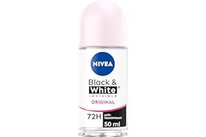 NIVEA Déodorant Bille Black & White Invisible (1 x 50ml), déodorant femme anti-traces blanches et jaunes, anti-transpirant anti odeur & humidité, protection efficace 72 h, sans alcool
