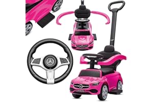sun baby Ride On Car Mercedes C-Class Licensed Push Car with sound effects and under-seat storage for 1 year old (Pink)