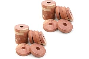 BEIIEB 24 Pcs Wardrobe Cedar Wood Moth Ring, Natural and Sustainable Wardrobe Moth Repellent, Insect Repellent Freshener for Clothes, Aromatic Cedar Wood For Repel Moths, Insects & Odors