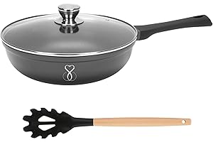 Stone&Stone Padella Wok Antiaderente Induzione 30 cm | Cucina Sana Senza Olio né Grassi | Rivestimento Tedesco Ultra Antiaderente GREBLON C3+ Ideale per Saltare e Cotture Light + Coperchio e Cucchiaio