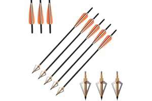 AMEYXGS 12 Pezzi Tiro con L'Arco Bulloni per Balestra Frecce per Balestra in Carbonio 16" 17" per La Pratica della Caccia