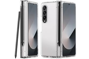 WEYNRBOX Clear Samsung Galaxy Z Fold 6 Hülle mit S Pen,Samsung Fold 6 360 Grad Schutzhülle mit Displayschutzfolie &Pen-Halter,Stoßfest Case Cover Handyhülle mit Scharnierschutz für Fold6,Transparent
