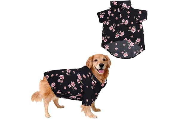 Sage Square Crazy Printed Dog Shirt, Trending Dog Shirt Ultra Soft & Light Weight, Comfortable & Breathable Dog Apparel, Trendy Outfit (Black Flower Print) (Small - 14inch)