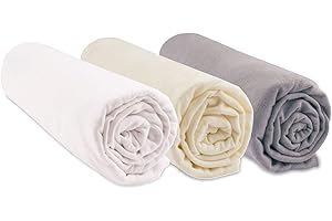 Lot de 3 Draps housse 40x80 cm Extensible pour 40x90 cm Couffin Berceau Nacelle 40 x 80 | Coton Bio | Noisette Blanc Écru | Sommeil sain | Marque Easy Dort | Certifié Oeko Tex | Fabriqué en Europe