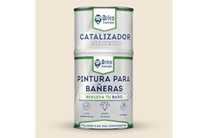 BRICOSALVAJE Pintura para Bañeras Acabado SATINADO Dos Componentes 600+150 ML | Fácil Aplicación | Acabado Cerámico | Impermeable (Scarlett beige claro)