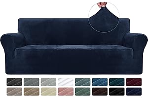 CYCMACO Copridivano Velluto Spesso 3 Posti, Elasticizzato Copri Divano Con Braccioli, Copridivano Antigraffio Gatto, Copridivani Antiscivolo Antimacchia, Universale Sofa Cover, Blu Scuro