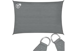 tectake® Sun Shade Sail with 87% UV Protection, Rectangular Garden Awning with Durable & Breathable Polyethylene Fabric, Easy Setup, Ideal as Pool, Patio, Balcony & Garden Canopy - 3 x 4 m, Grey