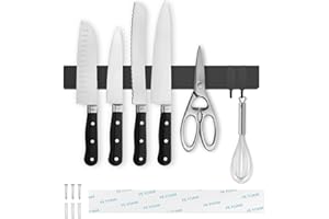 Tysonir 10 Inch Stainless Steel Magnetic Knife Holder for Wall,Strong and Secure Magnetic Knife Rack for Metal Kitchen Utensils, Wall or Fridge Holder Tool Holder,Black