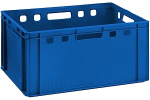 BURI Fleischkiste E3 blau 60x40x30cm Lagerkiste Eurobox hoch aus Deutschland lebensmittelecht, robust, stapelbar
