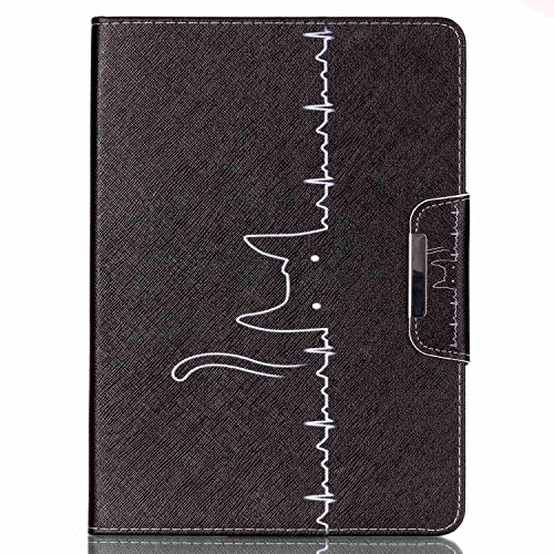 iPad Air 2 Hülle, iPad 6 Hülle,Ukayfe iPad Hülle Schutzhülle Etui Tasche für Apple iPad Air 2/iPad 6 Smart Case Ledertasche Schutzhülle Hüllen Tasche Leder Hülle Ultra Slim Lederhülle Flip Case Etui mit Standfunktion für iPad Air 2/iPad 6 mit 1x Schwarz Eingabestift (iPad Air 2/iPad 6:Schwarz Lustige Katze Muster) - 2
