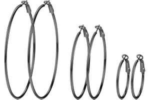 PROSTEEL Boucle d'Oreille Femme Créoles 30/40/50/70/100mm Lot de Grands Anneaux en Acier Inoxydable/Plaqué Or Hoop Earrings
