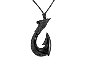 81stgeneration Collana Pendente da Donna Uomo Corno Intagliato a Mano Incisa Maori Hei Matau