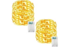 PAWARSO Luci Led a Batteria, Lucine Led Decorative a Batteria, 2 Pezzi 5M 50LED Stringa Luci Led Impermeabili per Decorazioni di Natale,Feste,Matrimonio